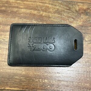 Saint Louis Zoo Black Leather Luggage Tag‎ No Strap Unique Find Collectors Item